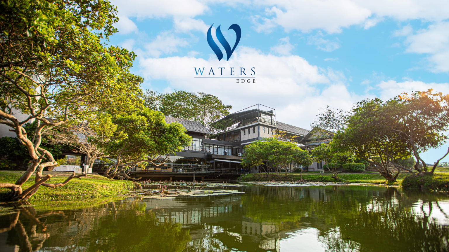 Waters Edge Hotel and lake in Sri Lanka
